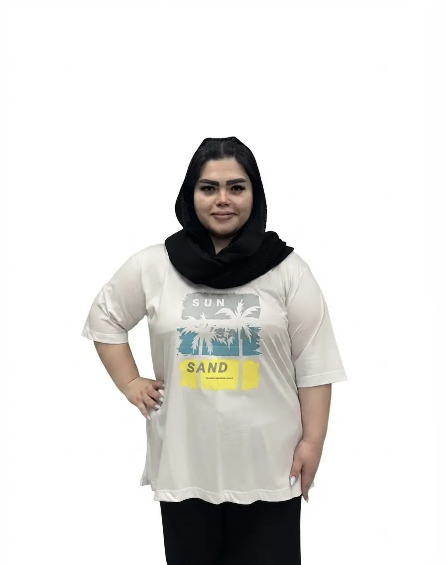 تیشرت سایز بزرگ زنانه طرح نخل